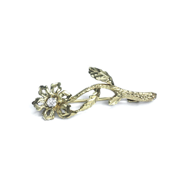 Second Hand 9ct Yellow Gold Cubic Zirconia Flower Brooch