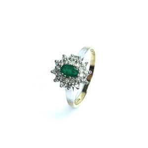 Second Hand 9ct White Gold Emerald & Diamond Ring