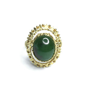 Unique Reversable Second Hand 18ct Yellow Gold Pearl & Jade Ring