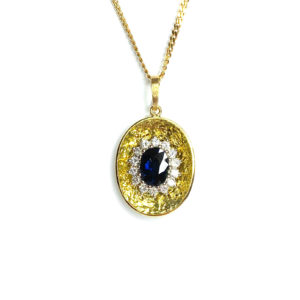Second Hand 18ct Yellow Gold Sapphire & Diamond Pendant