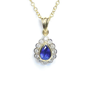 18ct Yellow Gold Sapphire & Diamond Pendant
