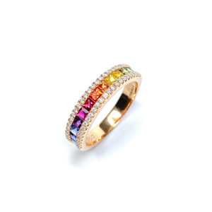 18ct Rose Gold Multi-Stone Sapphire & Diamond Ring