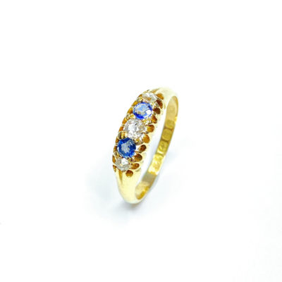 Second Hand 18ct Yellow Gold Sapphire & Diamond Ring