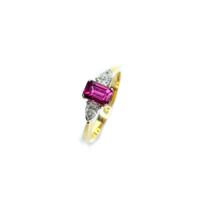 18ct Yellow Gold Pink Tourmaline & Diamond Ring