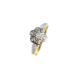 Second Hand 9ct Yellow Gold Floral Diamond Ring