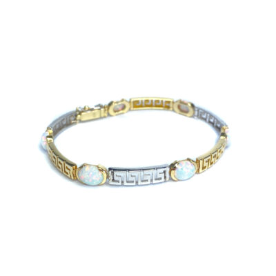 Second Hand 14ct Yellow & White Gold Created Opal Bracelet