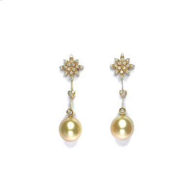 Second Hand 18ct Yellow Gold Honey Pearl Earrings