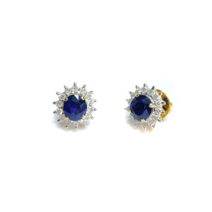 Second Hand 18ct Yellow Gold Sapphire & Diamond Earrings