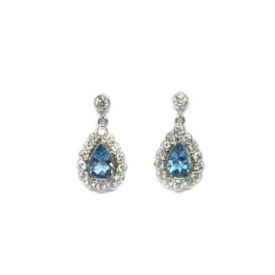 18ct White Gold Aquamarine & Diamond Earrings