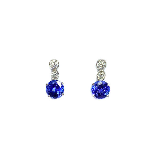 18ct White Gold Tanzanite & Diamond Earrings
