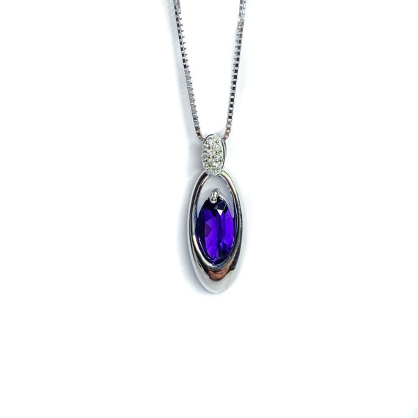 9ct White Gold Amethyst Pendant