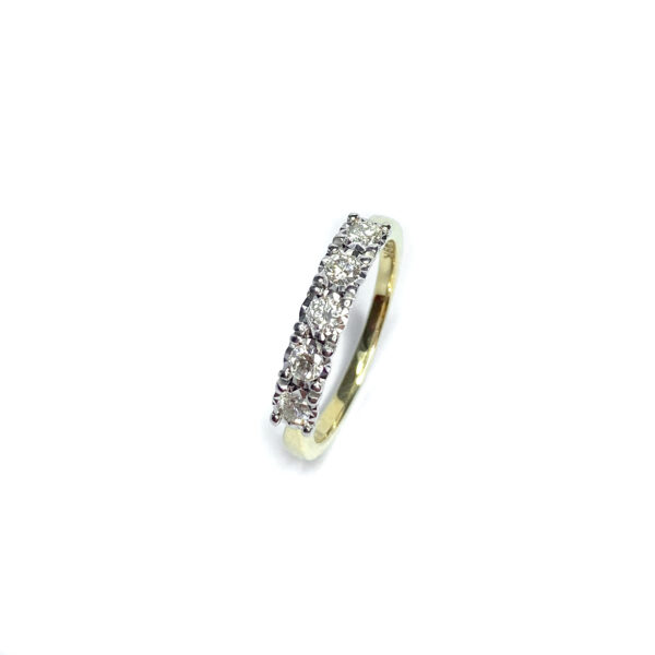 9ct Yellow Gold Diamond 5 Stone Ring