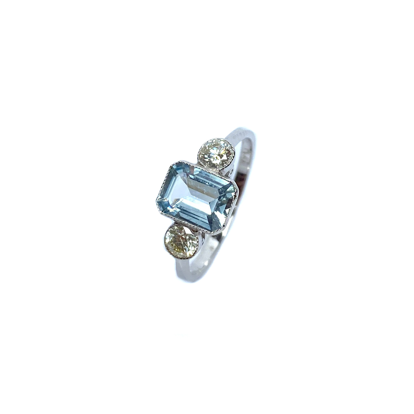 Second Hand Platinum Aquamarine & Diamond Ring