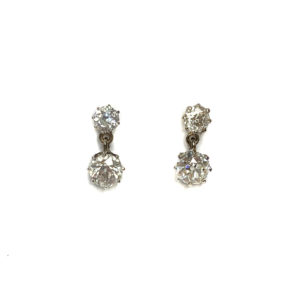 Second Hand 18ct Yellow Gold Victorian Old Cut Diamond Earrings