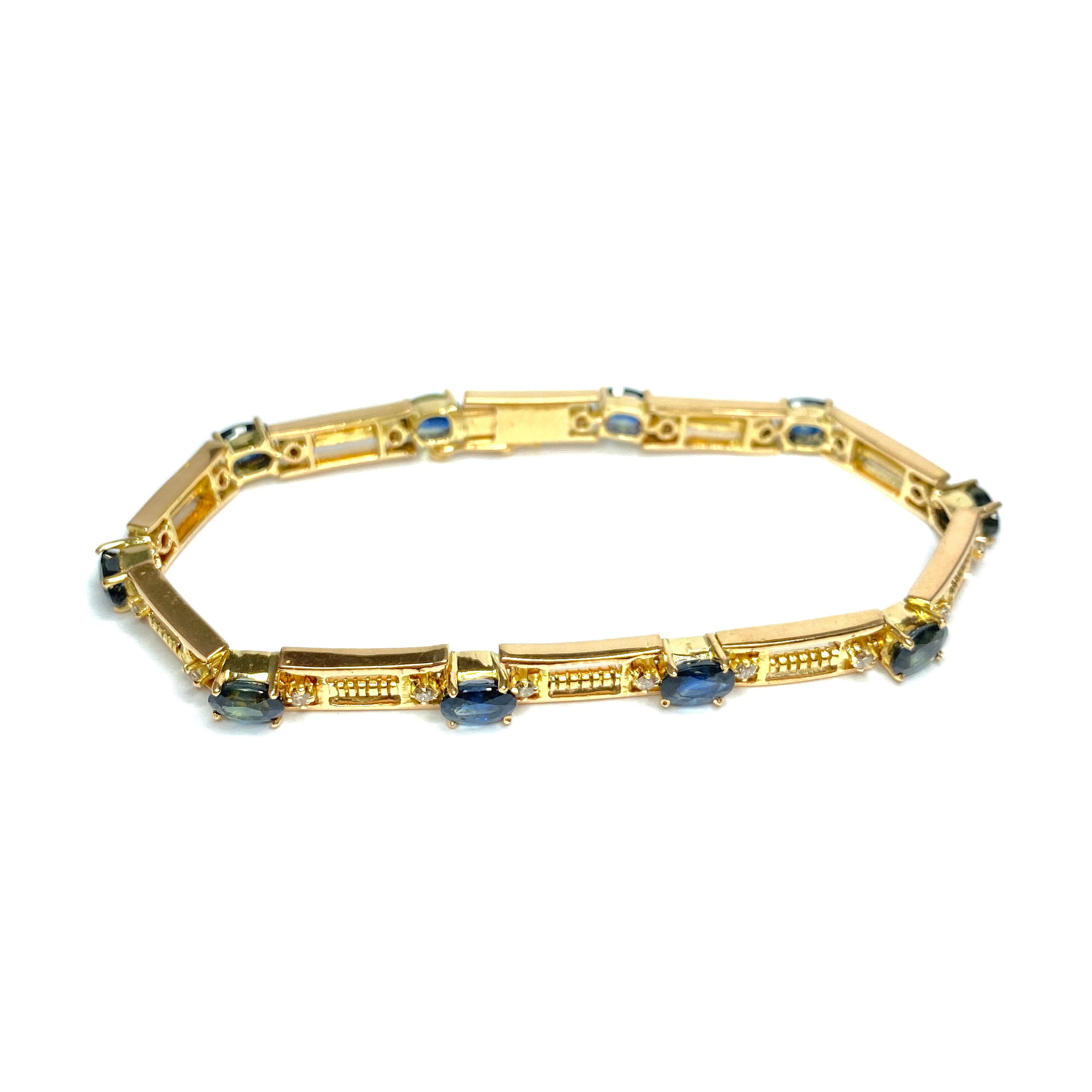 Second Hand 18ct Yellow Gold Sapphire & Diamond Bracelet