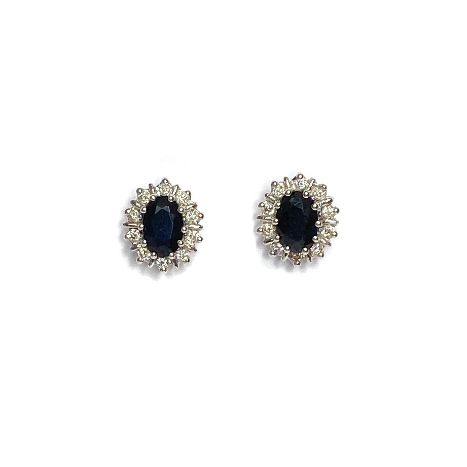 Second Hand 18ct White Gold Sapphire & Diamond Earrings