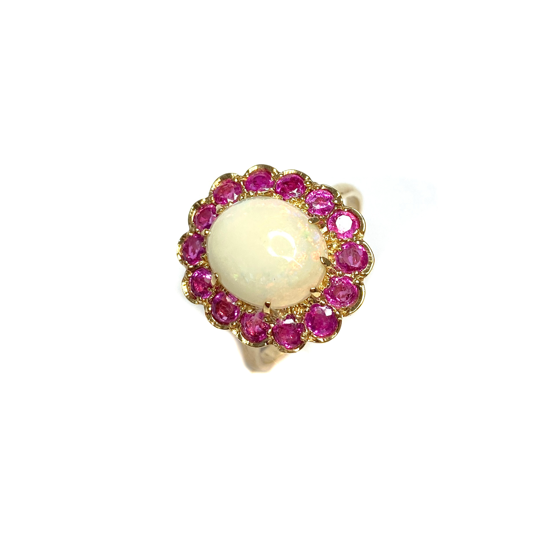 Second Hand 9ct Yellow Gold Opal & Ruby Ring