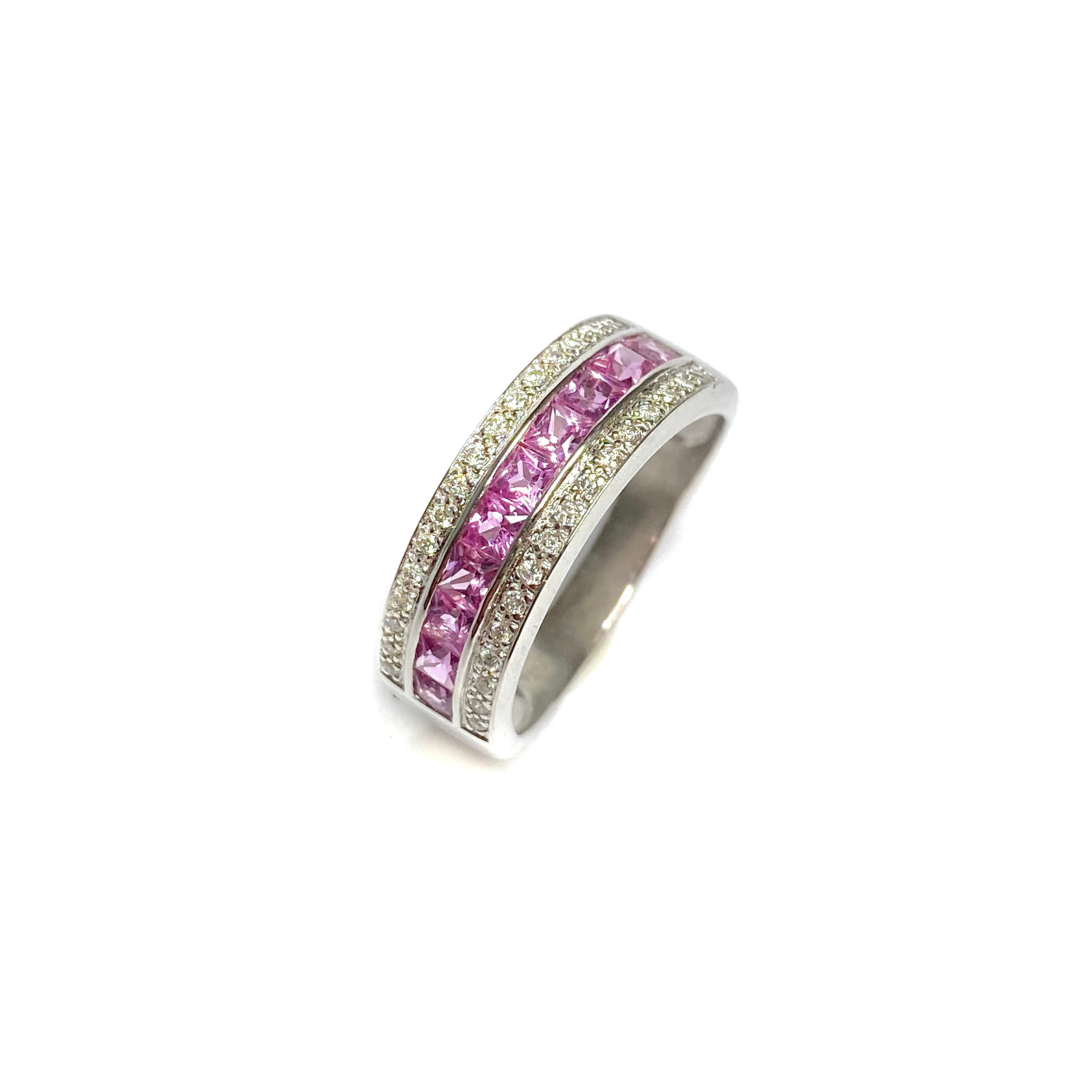 Second Hand 18ct White Gold Pink Sapphire & Diamond Ring