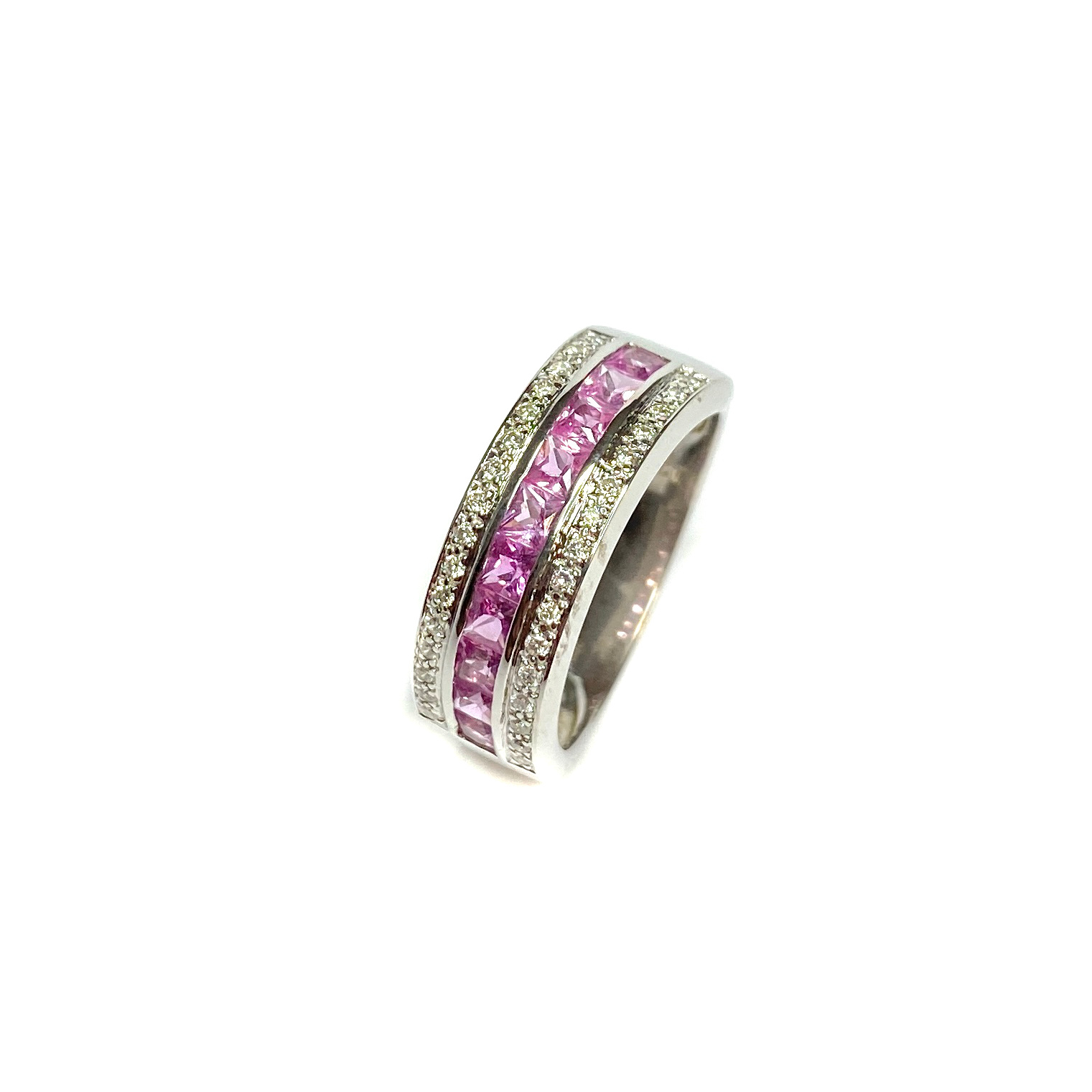 Second Hand 18ct White Gold Pink Sapphire & Diamond Ring