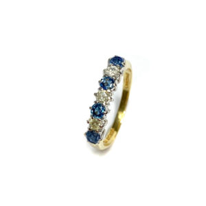 Second Hand 18ct Yellow Gold Blue & White Diamond Ring