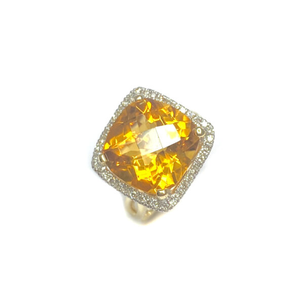 9ct Yellow Gold Citrine & Diamond Ring