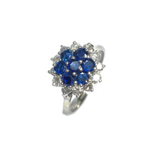 Second Hand 18ct White Gold Sapphire & Diamond Cluster Ring