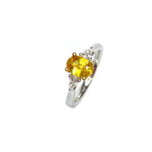 18ct White Gold Yellow Sapphire & Diamond Ring