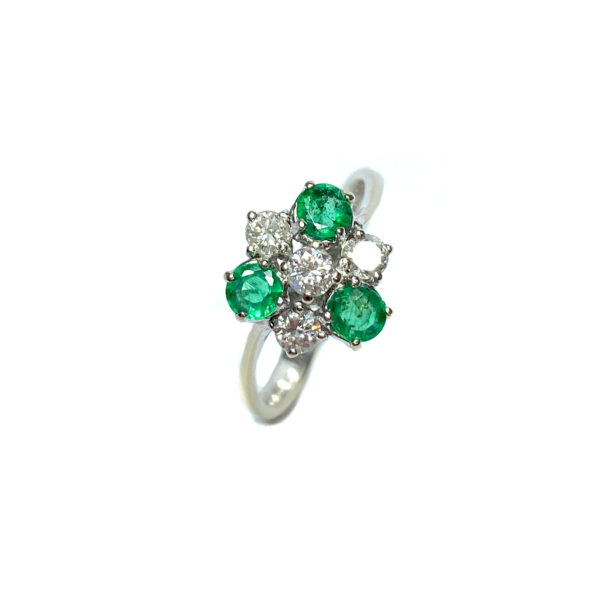 Second Hand 18ct Yellow Gold Emerald & Diamond Ring