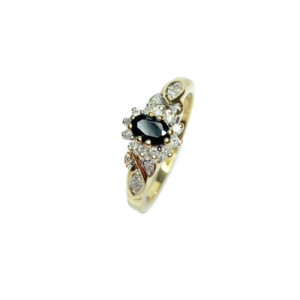 Second Hand 9ct Yellow Gold Sapphire & Diamond Ring