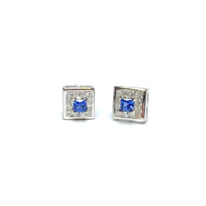 18ct White Gold Sapphire & Diamond Earrings