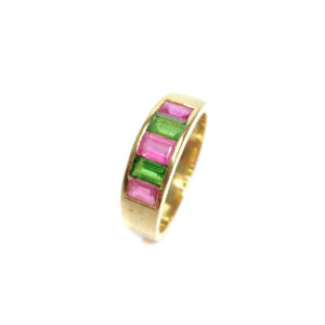 Second Hand 18ct Yellow Gold Tsavorite & Pink Sapphire Ring