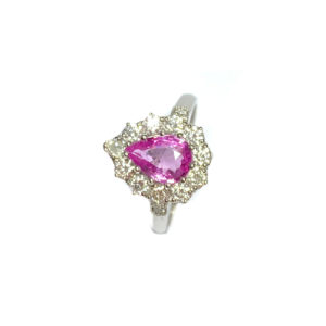 Second Hand Platinum Pink Sapphire & Diamond Ring