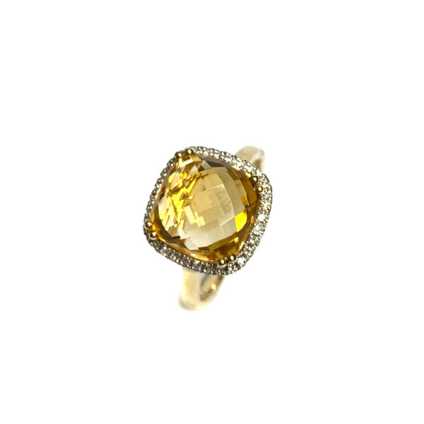 9ct Yellow Gold Citrine & Diamond Ring