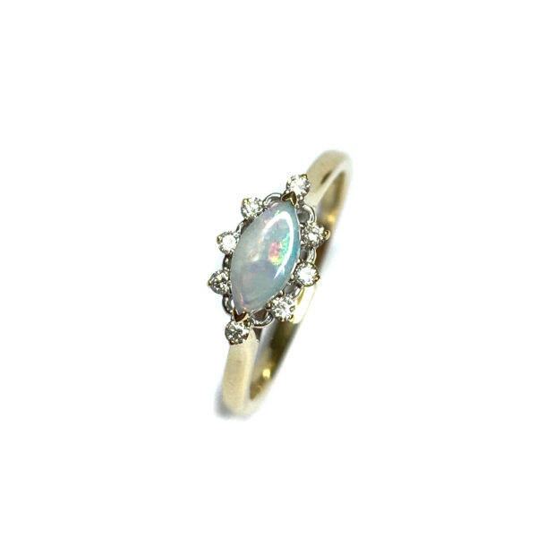 9ct Yellow Gold Opal & Diamond Ring
