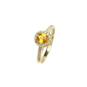 9ct Yellow Gold Yellow Sapphire & Diamond Ring