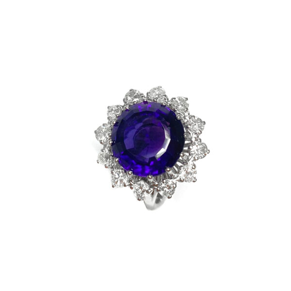 Second Hand 14ct White Gold Amethyst & Diamond Ring