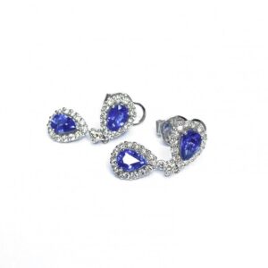 18ct White Gold Sapphire & Diamond  Earrings
