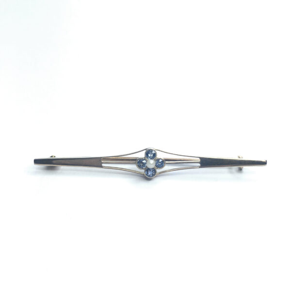 Second Hand 9ct Yellow Gold Sapphire & Pearl Brooch