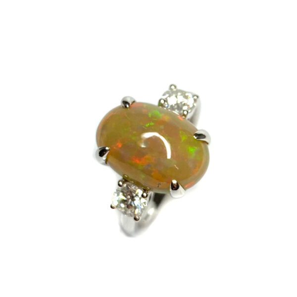 18ct White Gold Opal & Diamond Ring