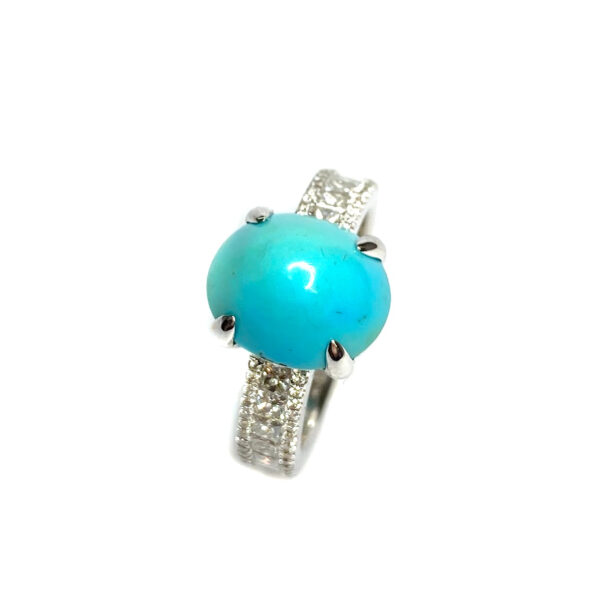 18ct White Gold Turquoise & Diamond Ring