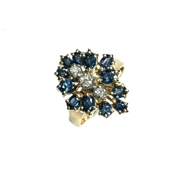 Second Hand 14ct Yellow Gold Sapphire & Diamond Ring