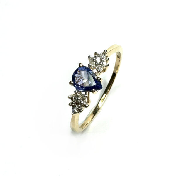 Second Hand 9ct Yellow Gold Tanzanite & Diamond Ring