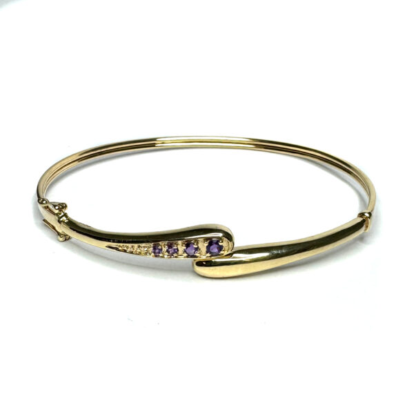 Second Hand 9ct Yellow Gold Amethyst Bangle