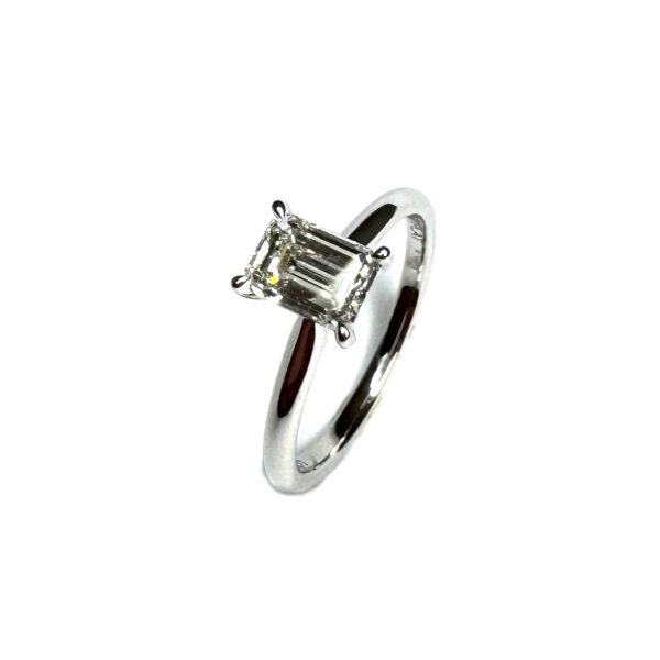 Platinum Lab Grown Emerald Cut Diamond Ring 1ct
