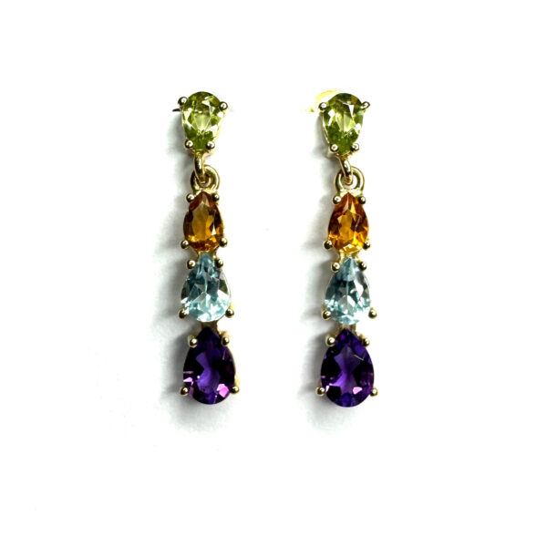 9ct Yellow Gold Multi-Gem Earrings