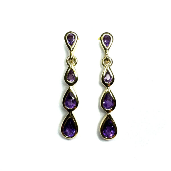 9ct Yellow Gold Amethyst Earrings