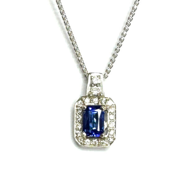 Second Hand 18ct White Gold Tanzainte & Diamond Pendant