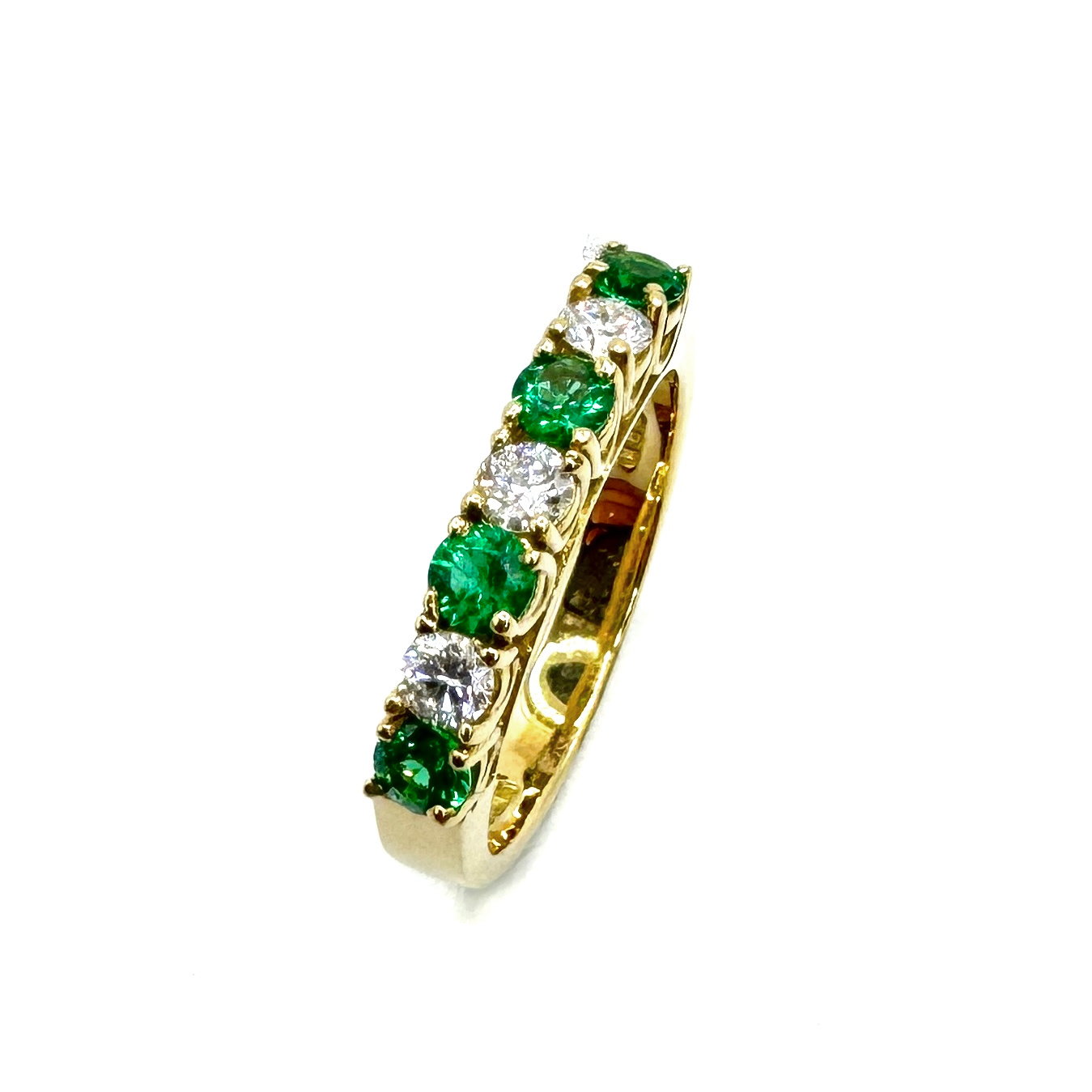 18ct Yellow Gold Emerald & Diamond Ring
