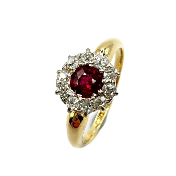 Second Hand 18ct Yellow Gold Burmese Ruby & Diamond Ring
