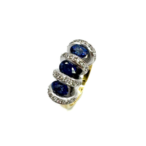 Second Hand 18ct Yellow Gold Sapphire & Diamond Rgin